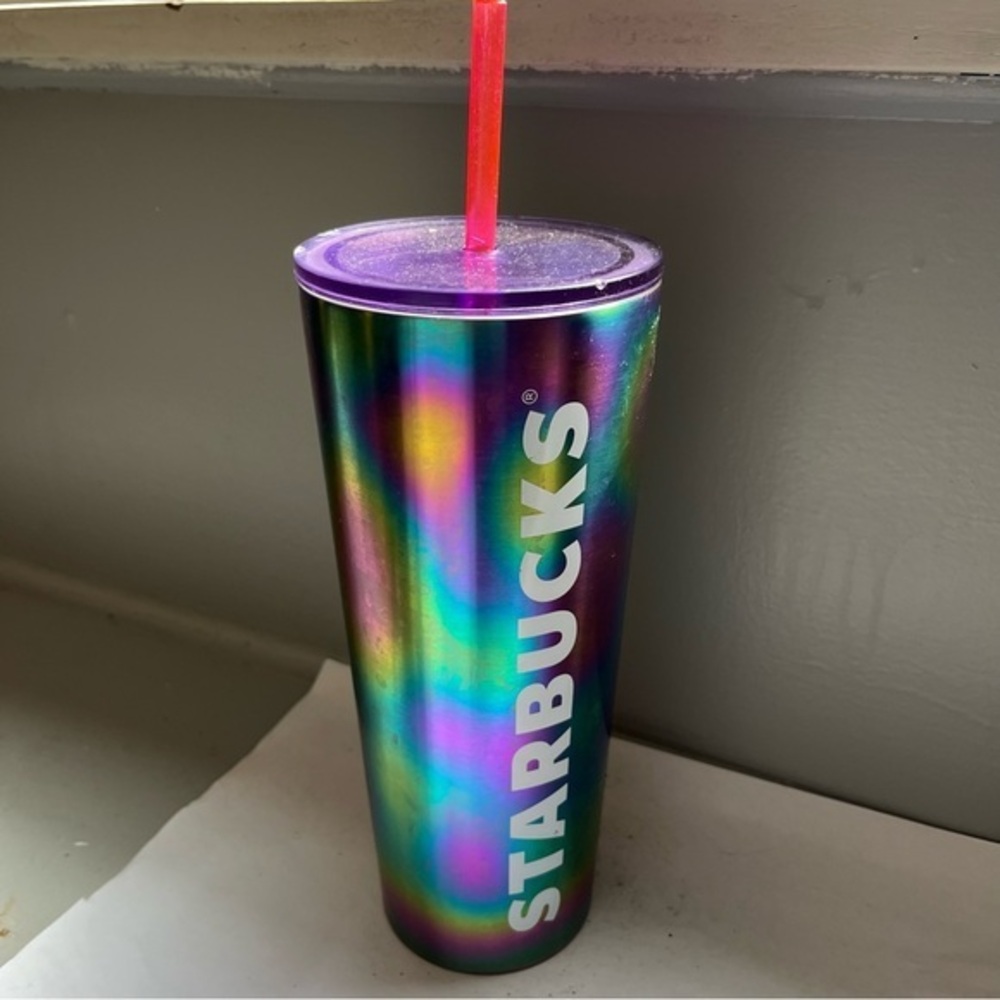 Starbucks Oil Slick 24 oz tumbler known for its vibrant, iridescent design